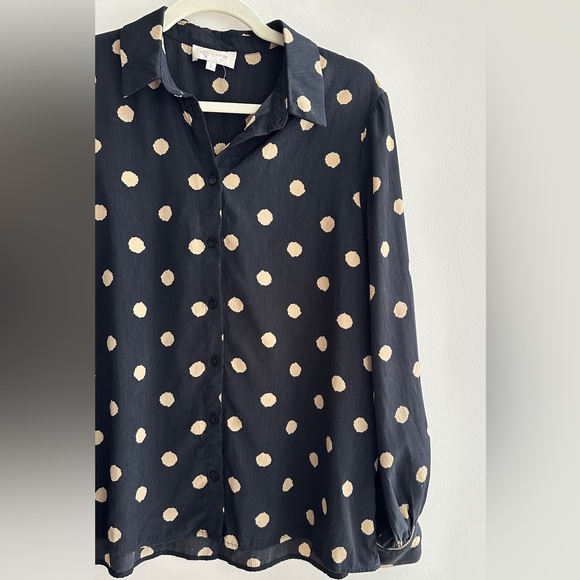 Grace & Mila Gold and Black Polka Dot Button Down Shirt, Size Small - Picture 4 of 16